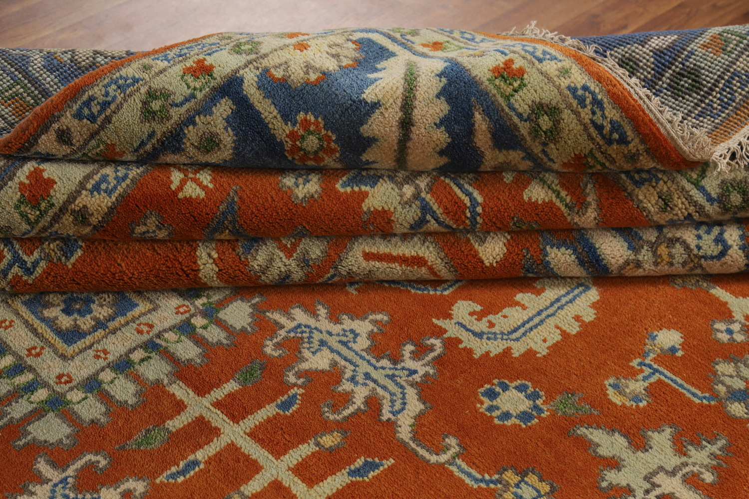 Orange Wool Floral Oushak Oriental Area Rug 9x12
