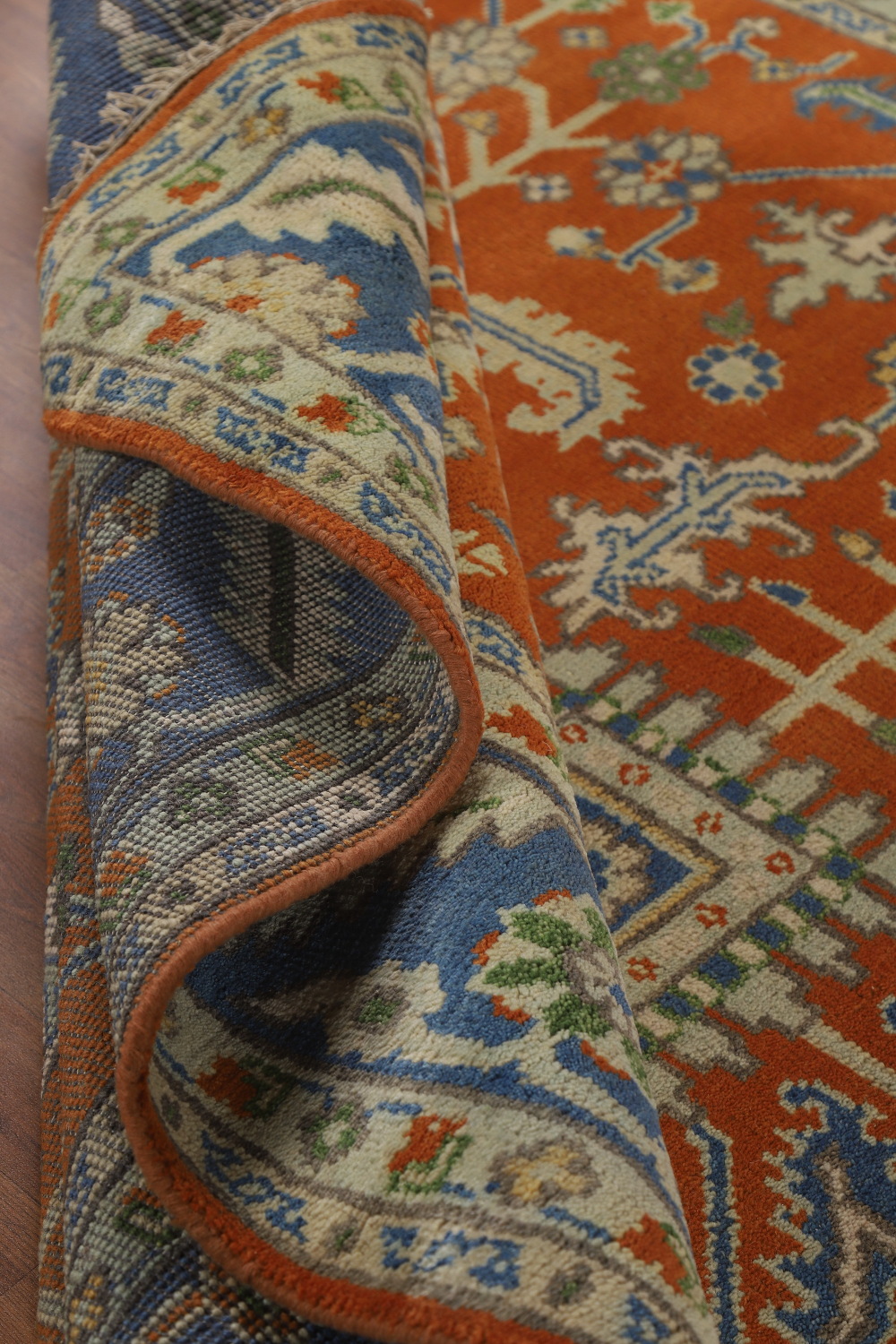 Orange Wool Floral Oushak Oriental Area Rug 9x12