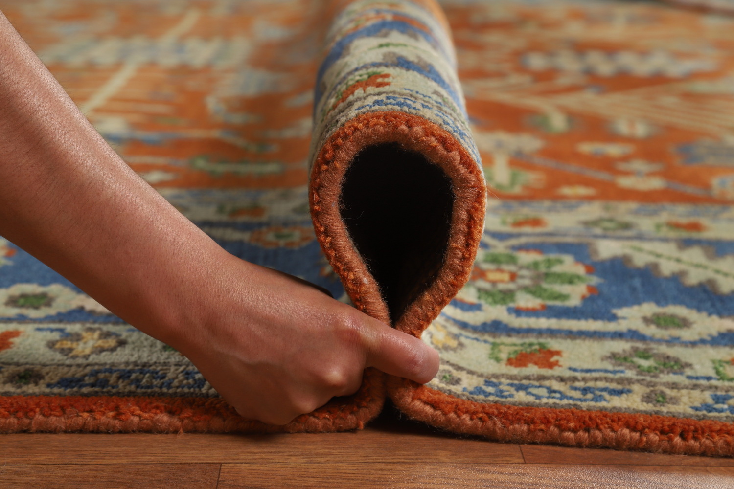 Orange Wool Floral Oushak Oriental Area Rug 9x12