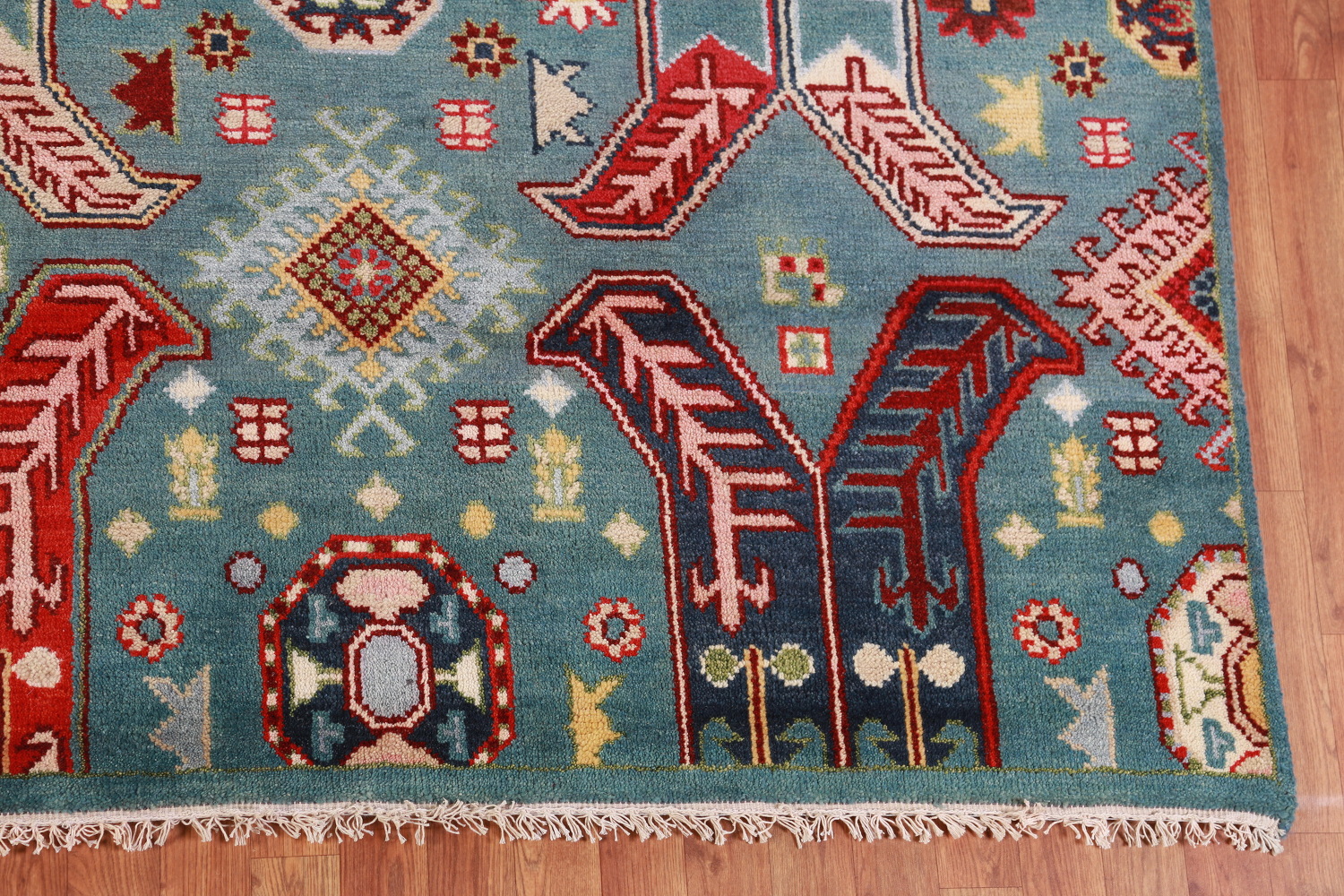 All-Over Geometric Kazak Oriental Area Rug 9x12