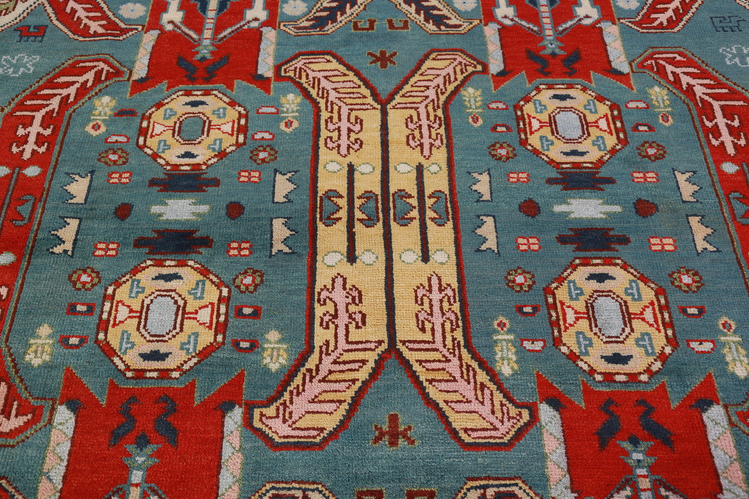 All-Over Geometric Kazak Oriental Area Rug 9x12