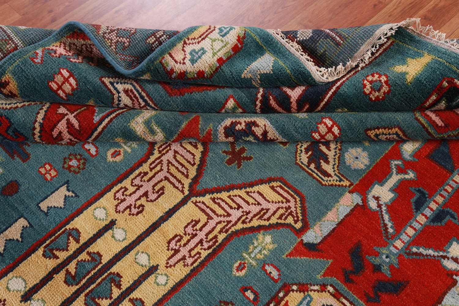 All-Over Geometric Kazak Oriental Area Rug 9x12
