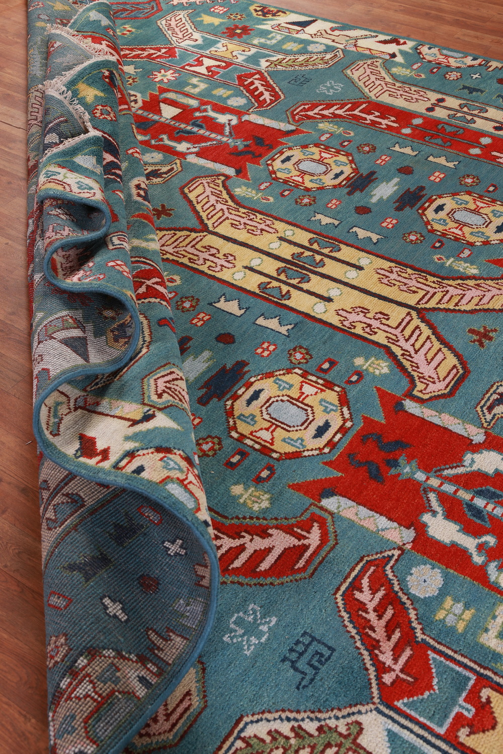 All-Over Geometric Kazak Oriental Area Rug 9x12