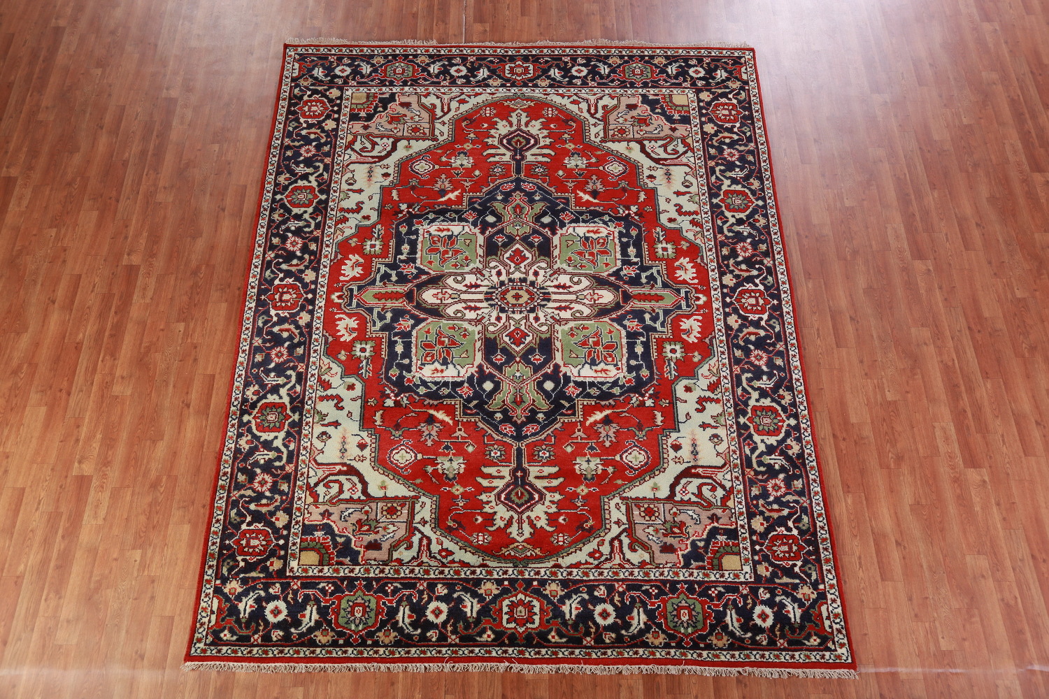 Geometric Red Wool Heriz Serapi Oriental Area Rug 8x10