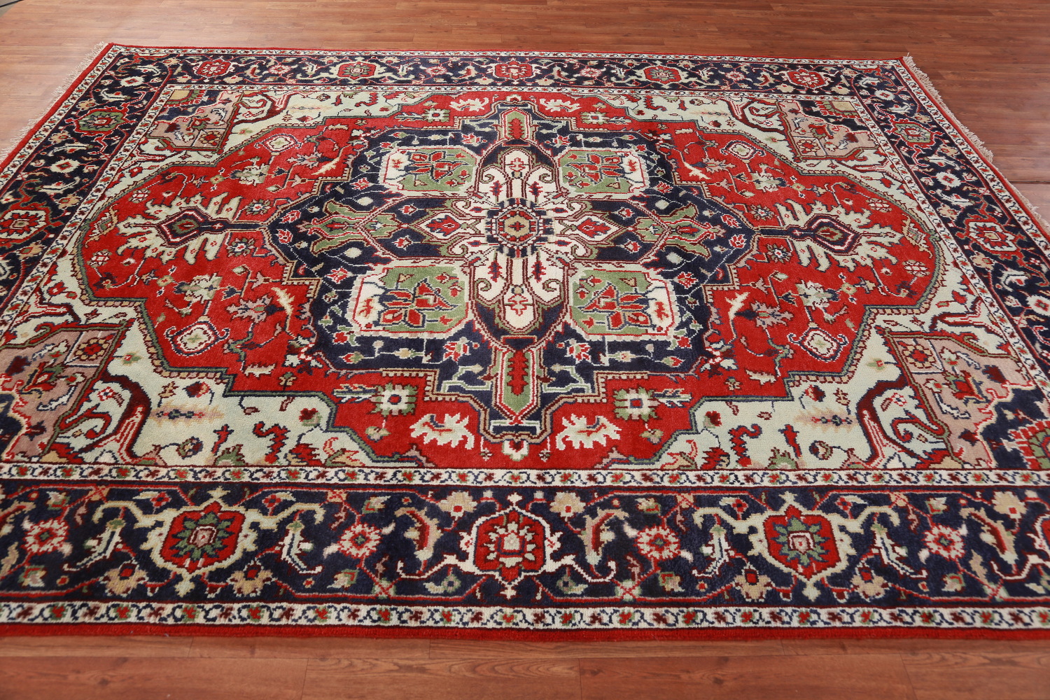 Geometric Red Wool Heriz Serapi Oriental Area Rug 8x10