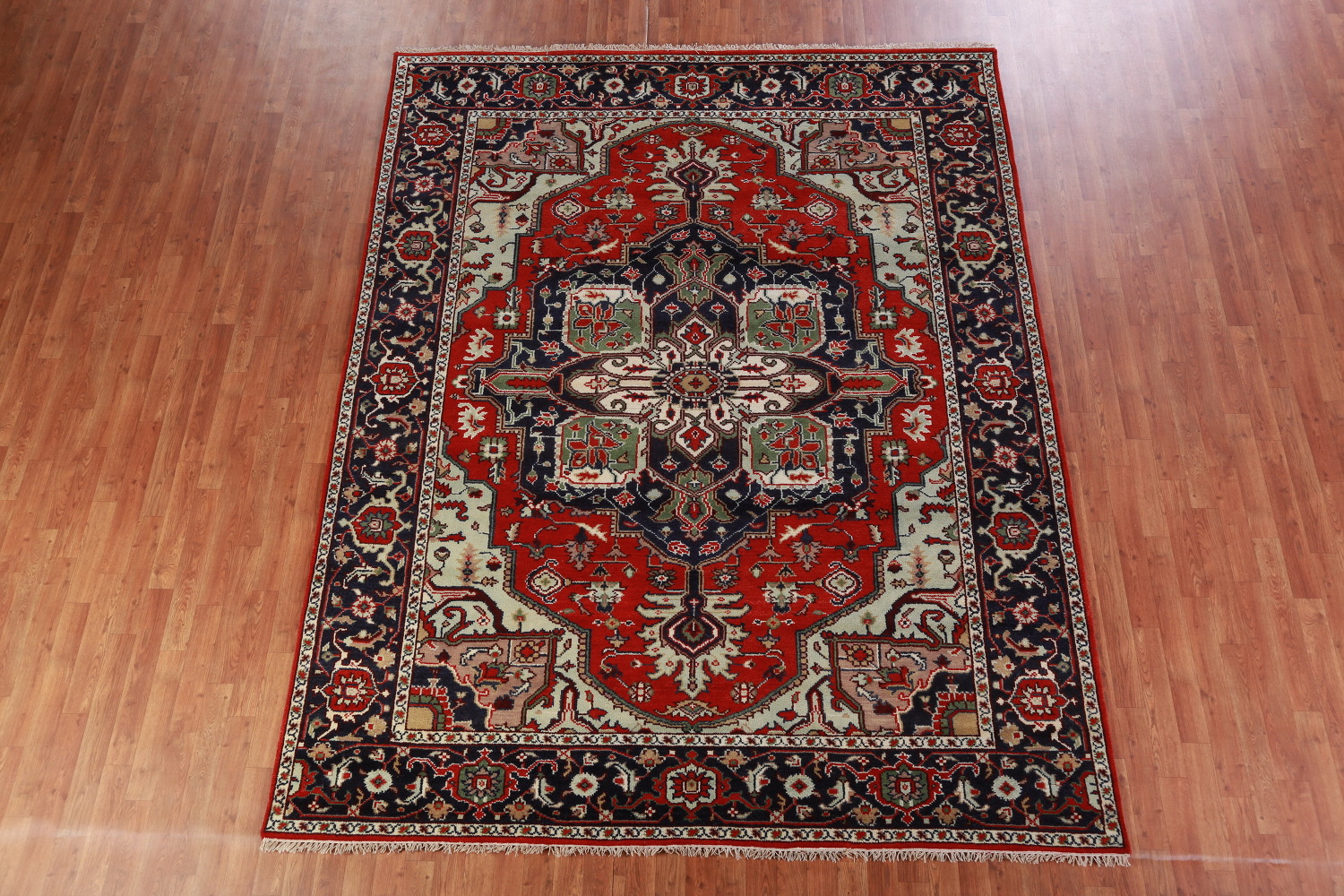 Geometric Red Wool Heriz Serapi Oriental Area Rug 8x10