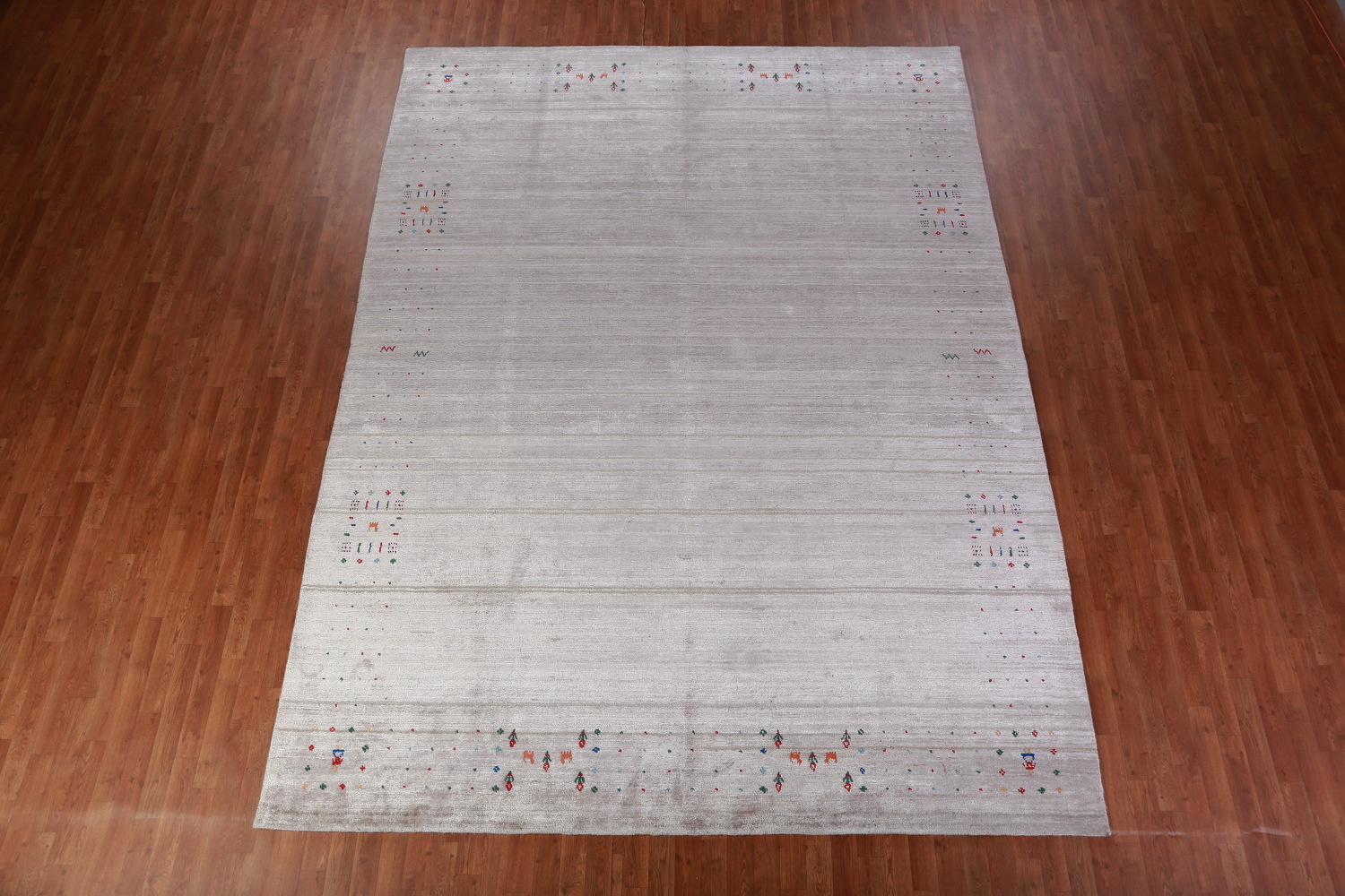 Silver Gray Gabbeh Indian Area Rug 9x12