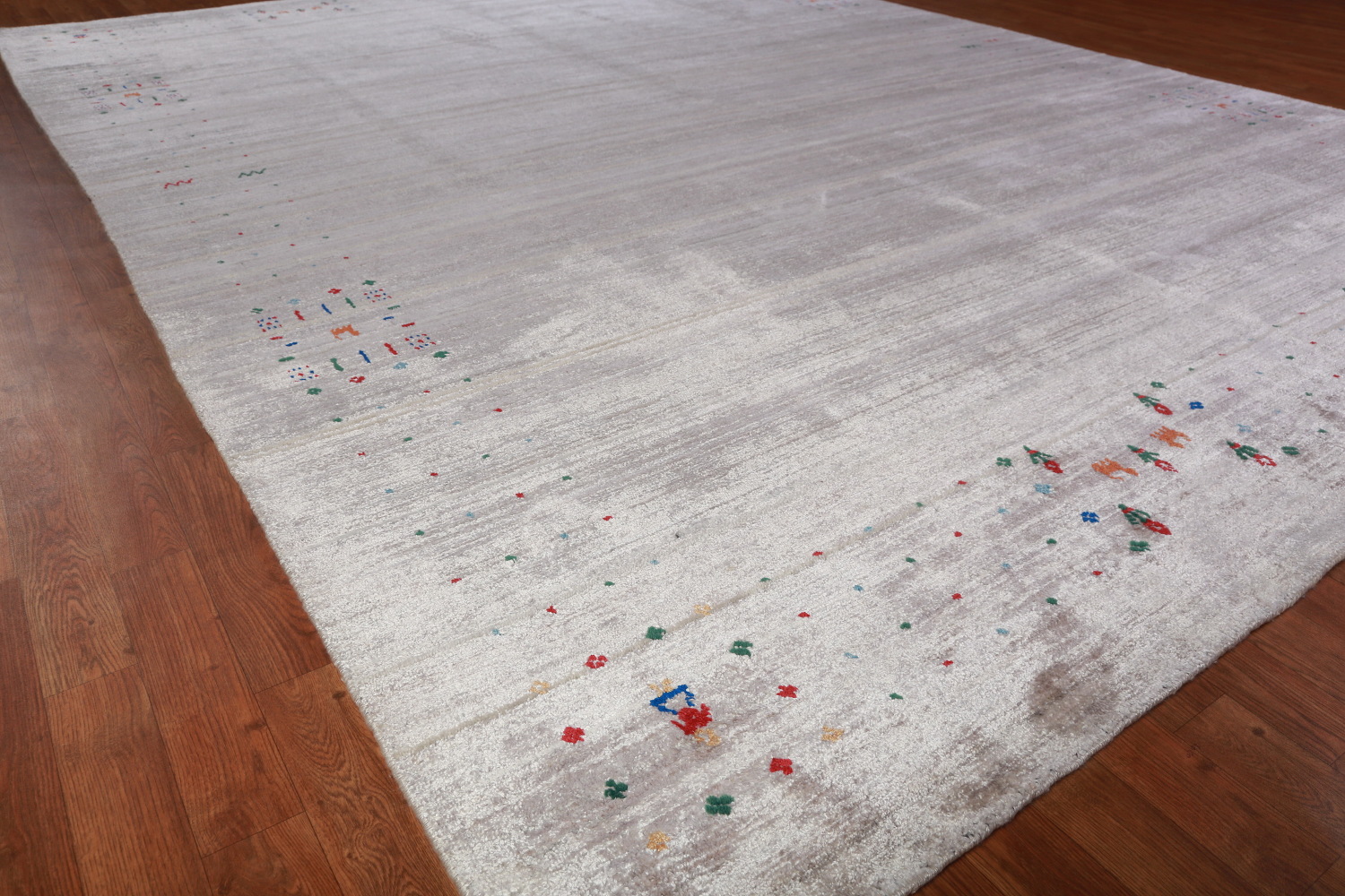 Silver Gray Gabbeh Indian Area Rug 9x12