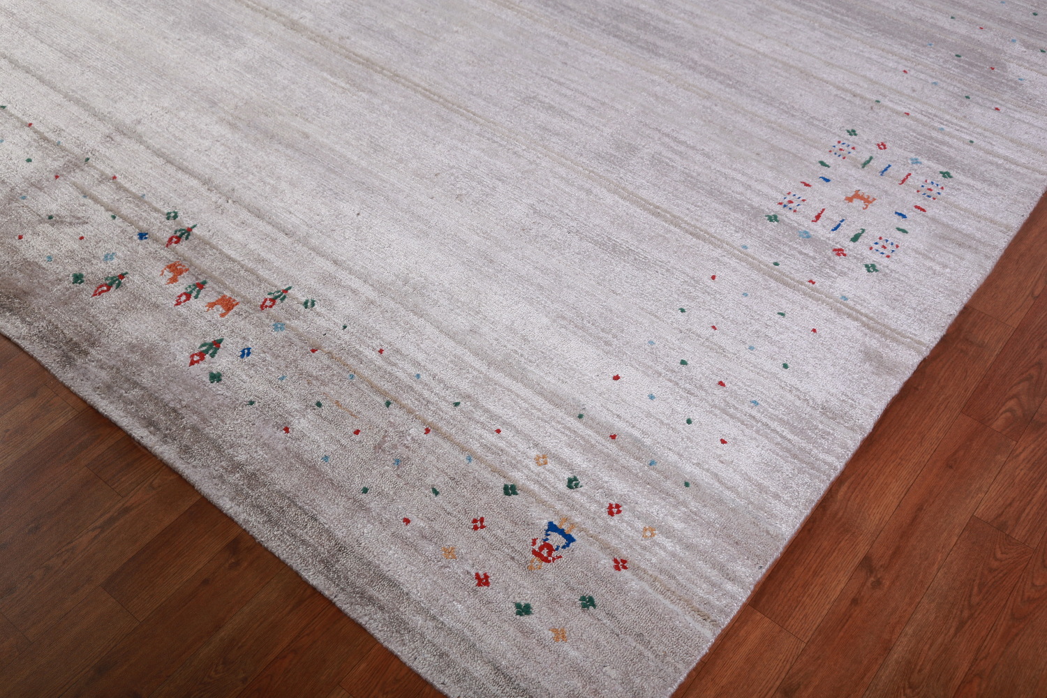 Silver Gray Gabbeh Indian Area Rug 9x12