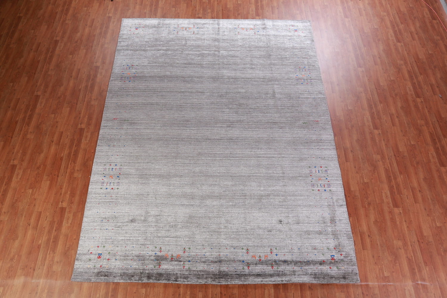 Striped Gray Gabbeh Indian Area Rug 9x12