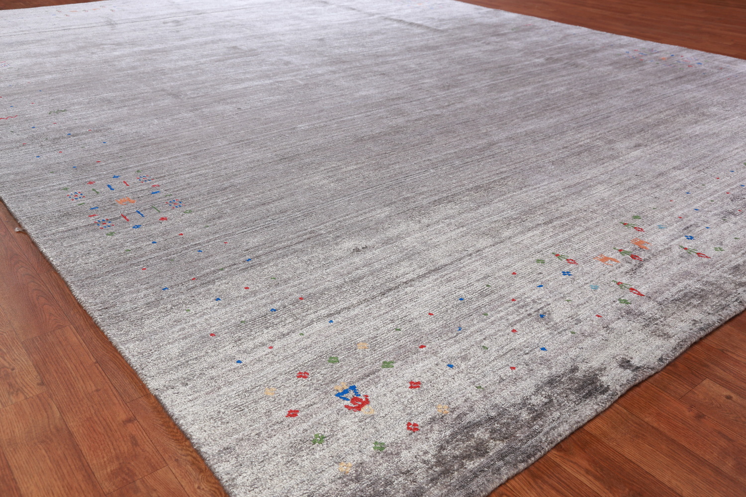 Striped Gray Gabbeh Indian Area Rug 9x12