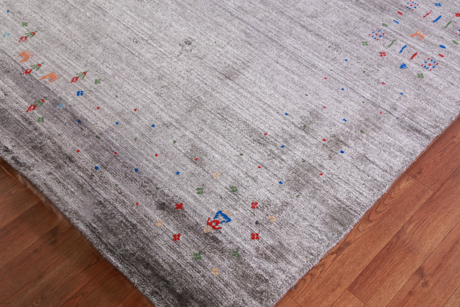 Striped Gray Gabbeh Indian Area Rug 9x12