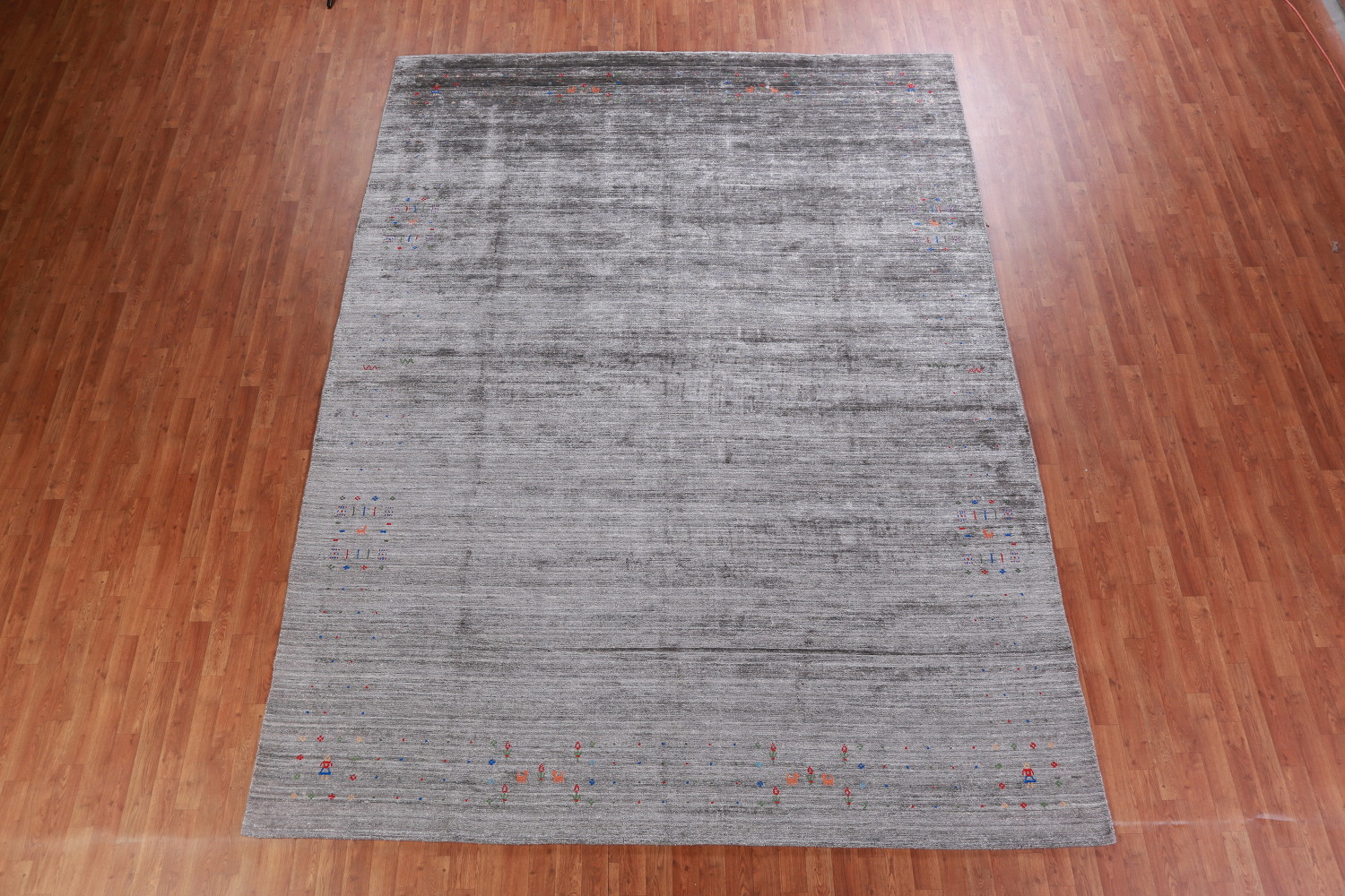 Striped Gray Gabbeh Indian Area Rug 9x12