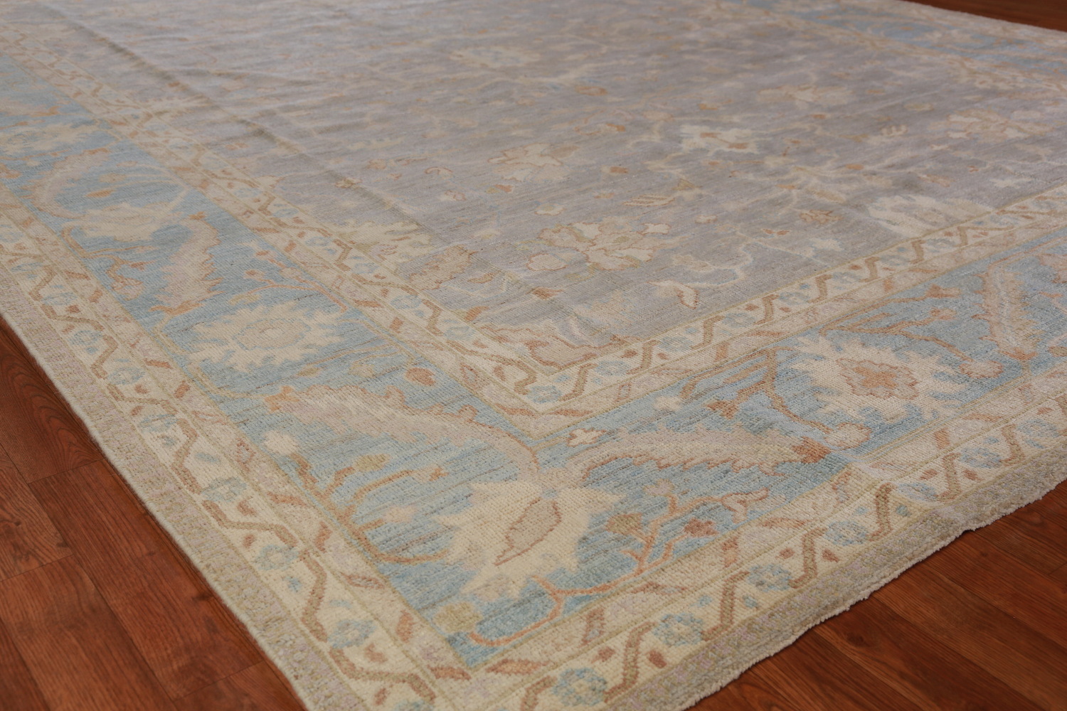 Vegetable Dye Gray Oushak Turkish Area Rug 9x12