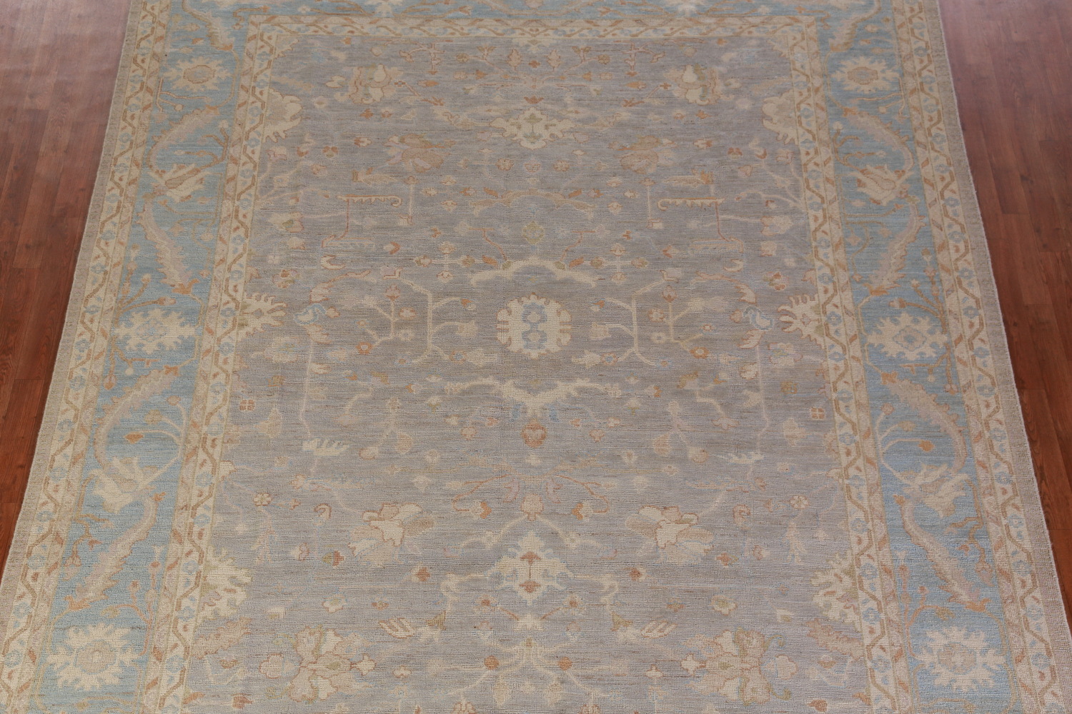 Vegetable Dye Gray Oushak Turkish Area Rug 9x12