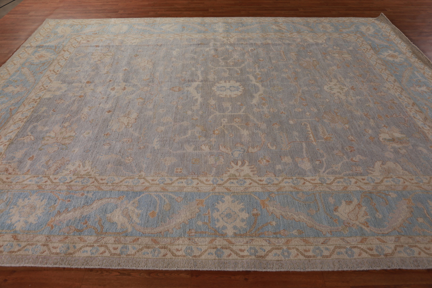 Vegetable Dye Gray Oushak Turkish Area Rug 9x12