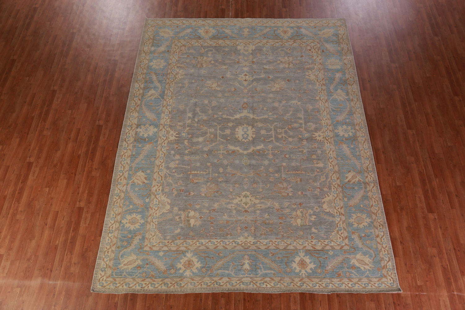 Vegetable Dye Gray Oushak Turkish Area Rug 9x12