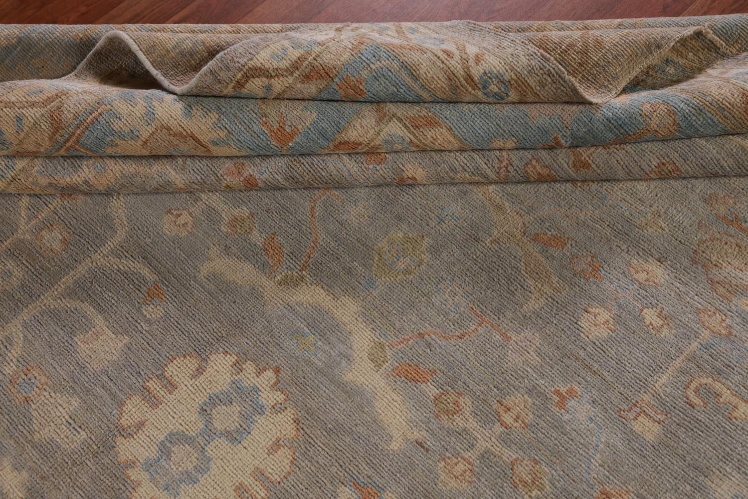Vegetable Dye Gray Oushak Turkish Area Rug 9x12