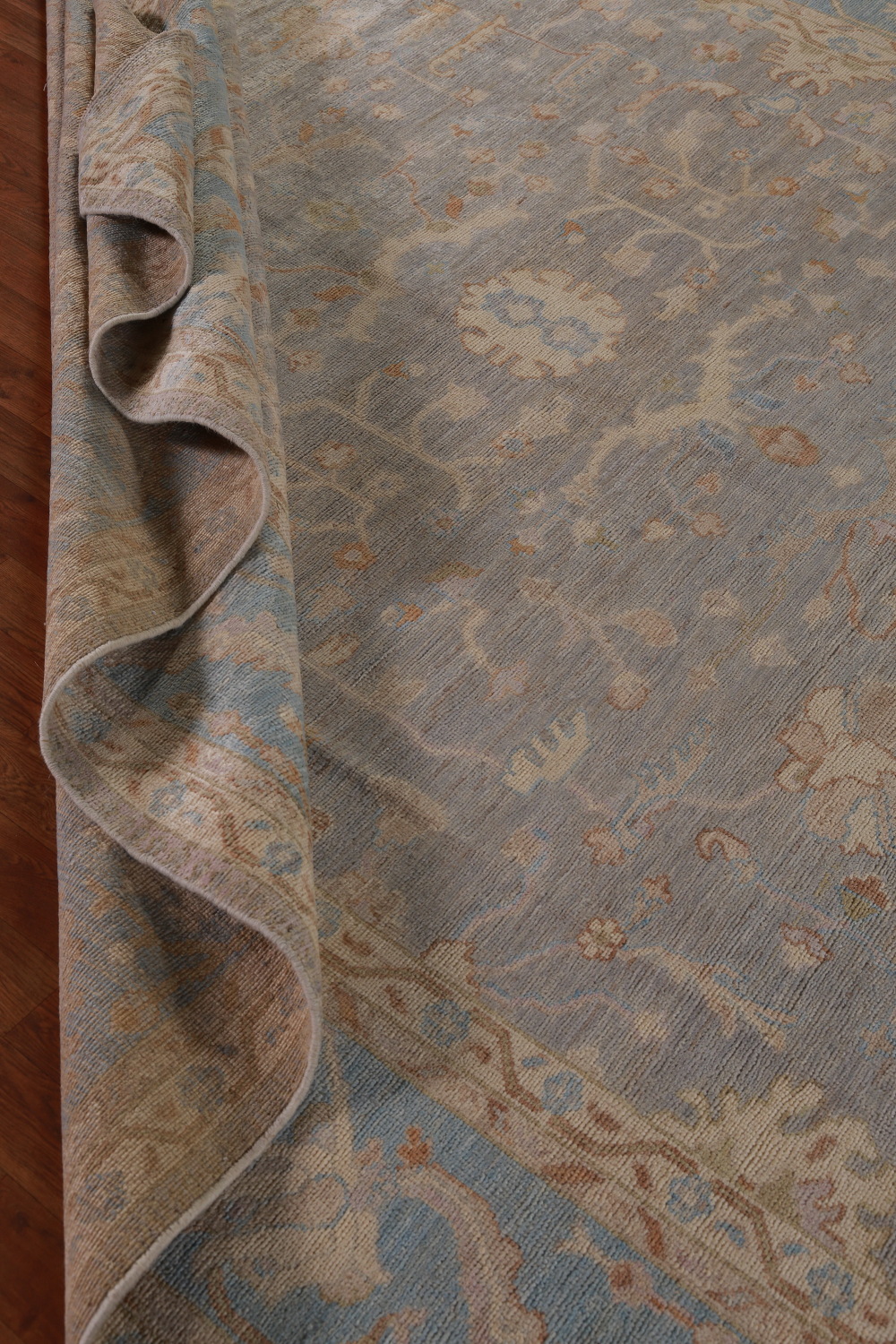 Vegetable Dye Gray Oushak Turkish Area Rug 9x12