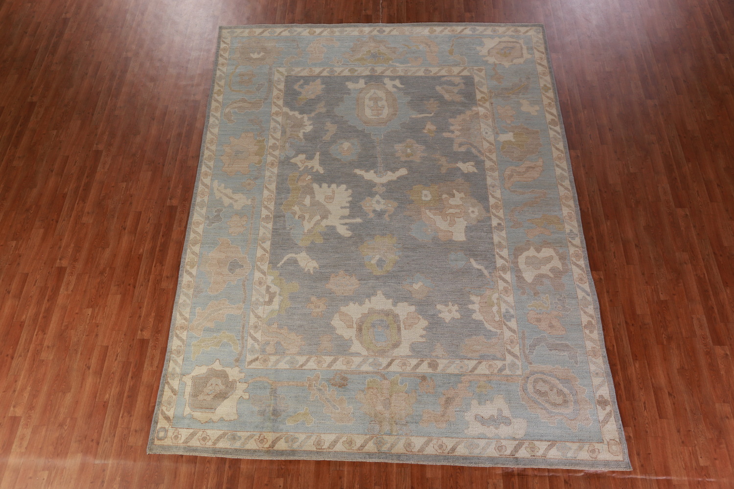 Vegetable Dye Gray Oushak Turkish Area Rug 9x12
