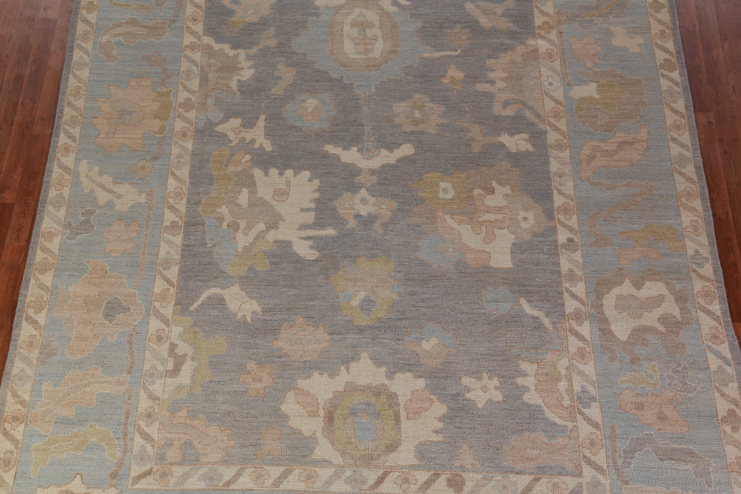 Vegetable Dye Gray Oushak Turkish Area Rug 9x12