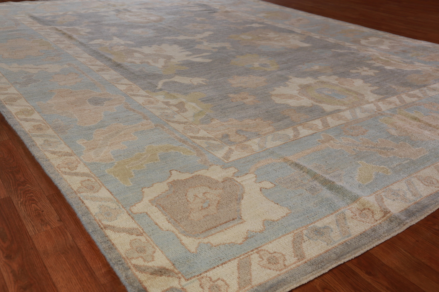 Vegetable Dye Gray Oushak Turkish Area Rug 9x12