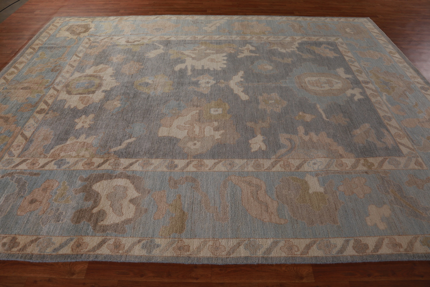 Vegetable Dye Gray Oushak Turkish Area Rug 9x12