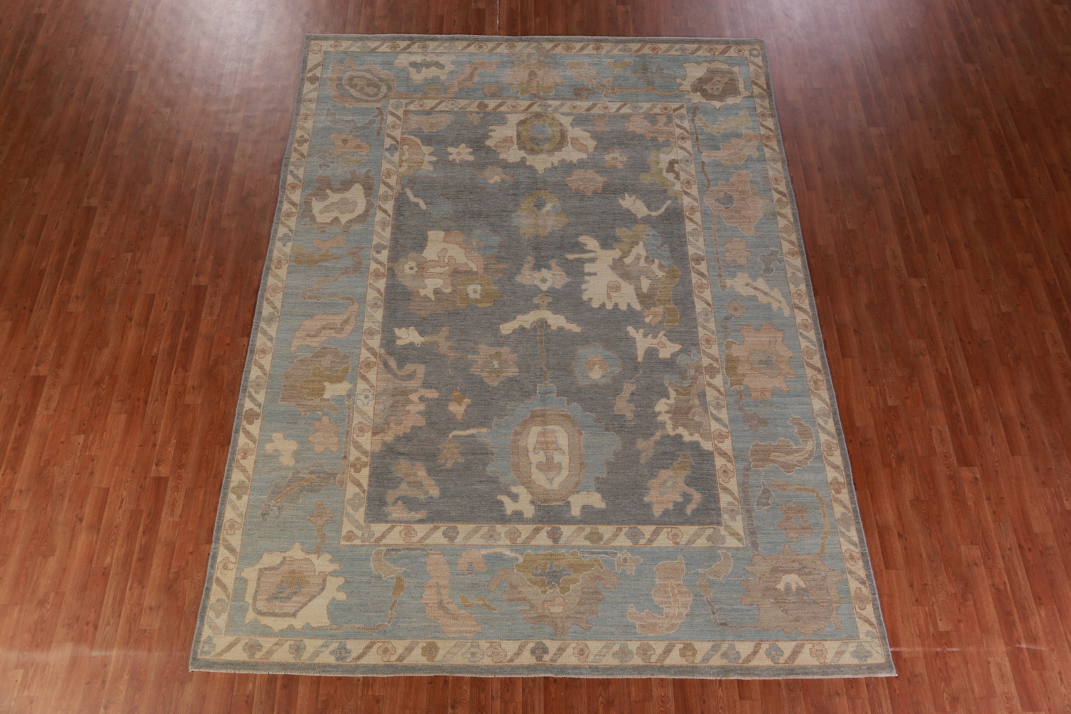 Vegetable Dye Gray Oushak Turkish Area Rug 9x12