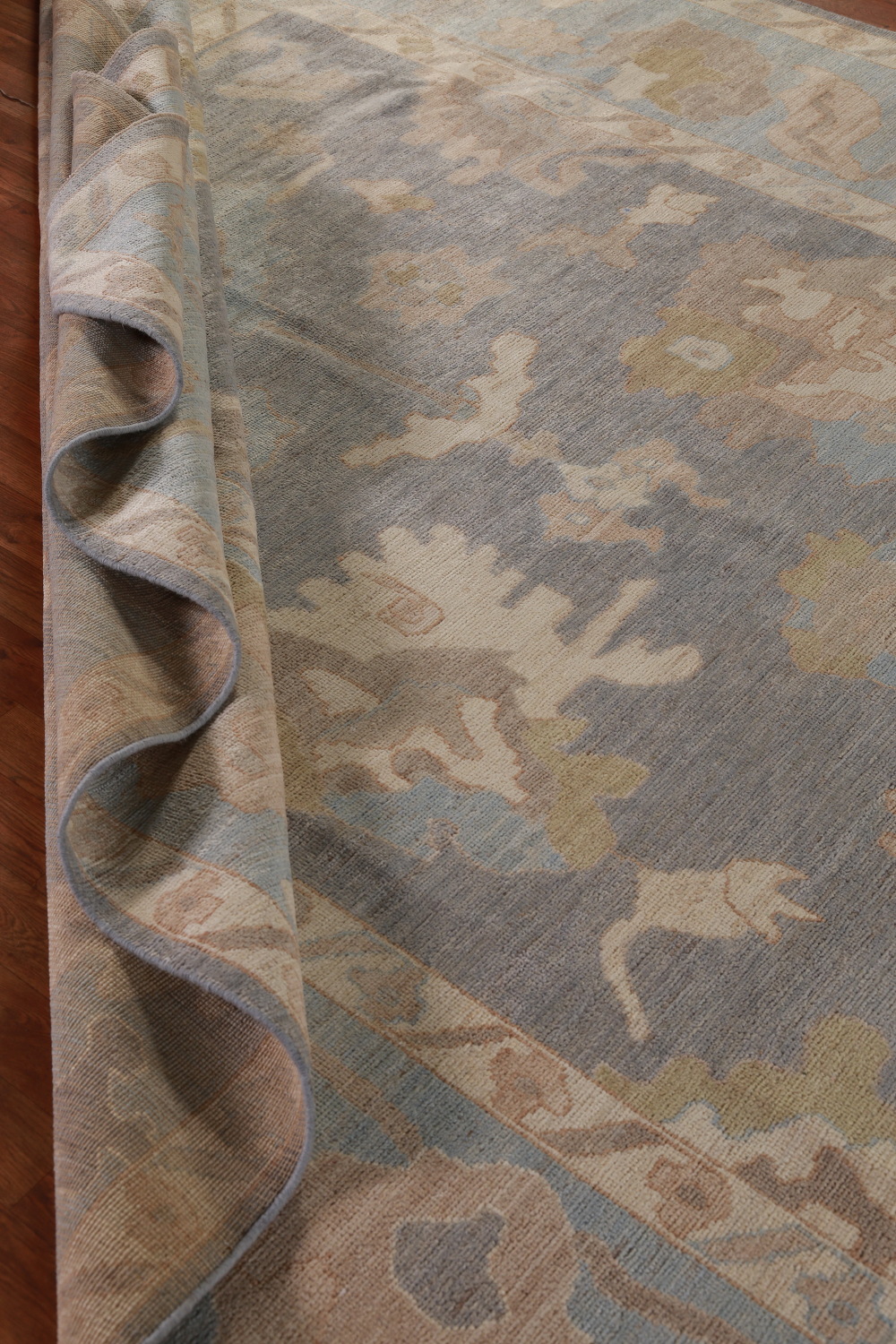Vegetable Dye Gray Oushak Turkish Area Rug 9x12