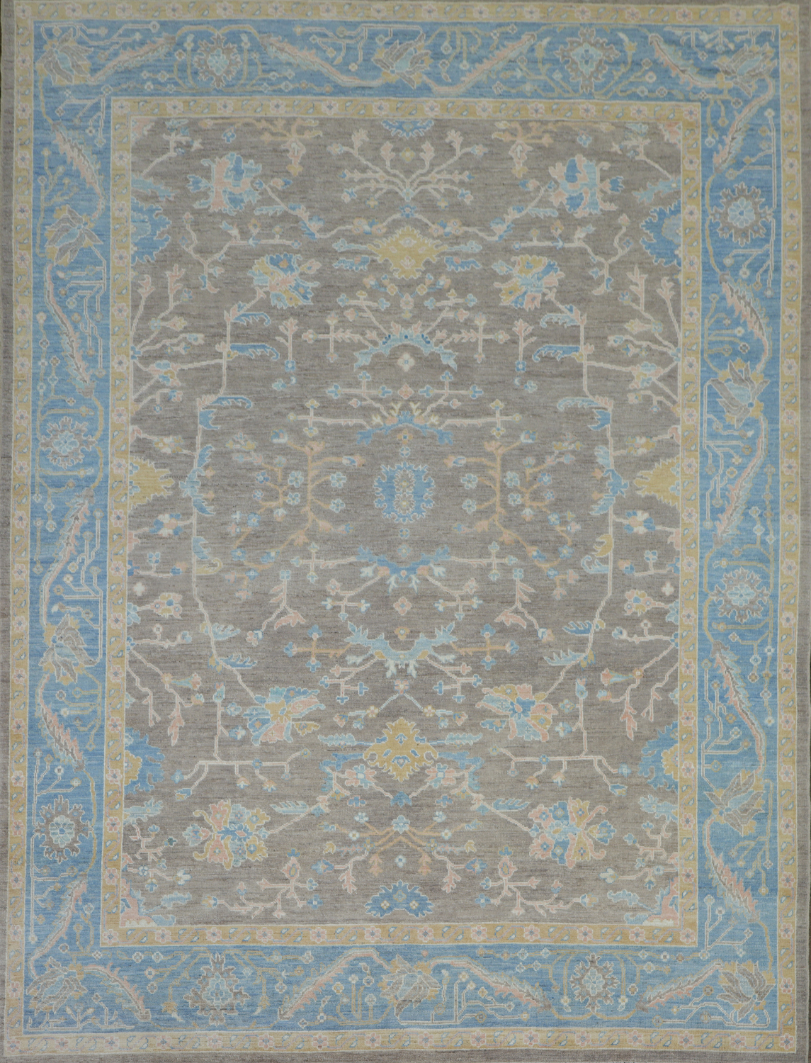 Vegetable Dye Brown Oushak Turkish Area Rug 9x12