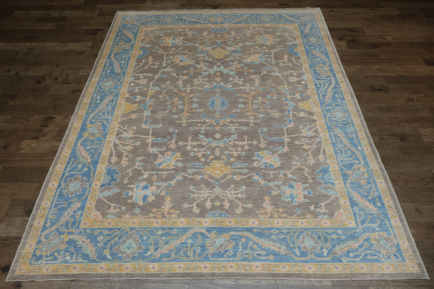 Vegetable Dye Brown Oushak Turkish Area Rug 9x12