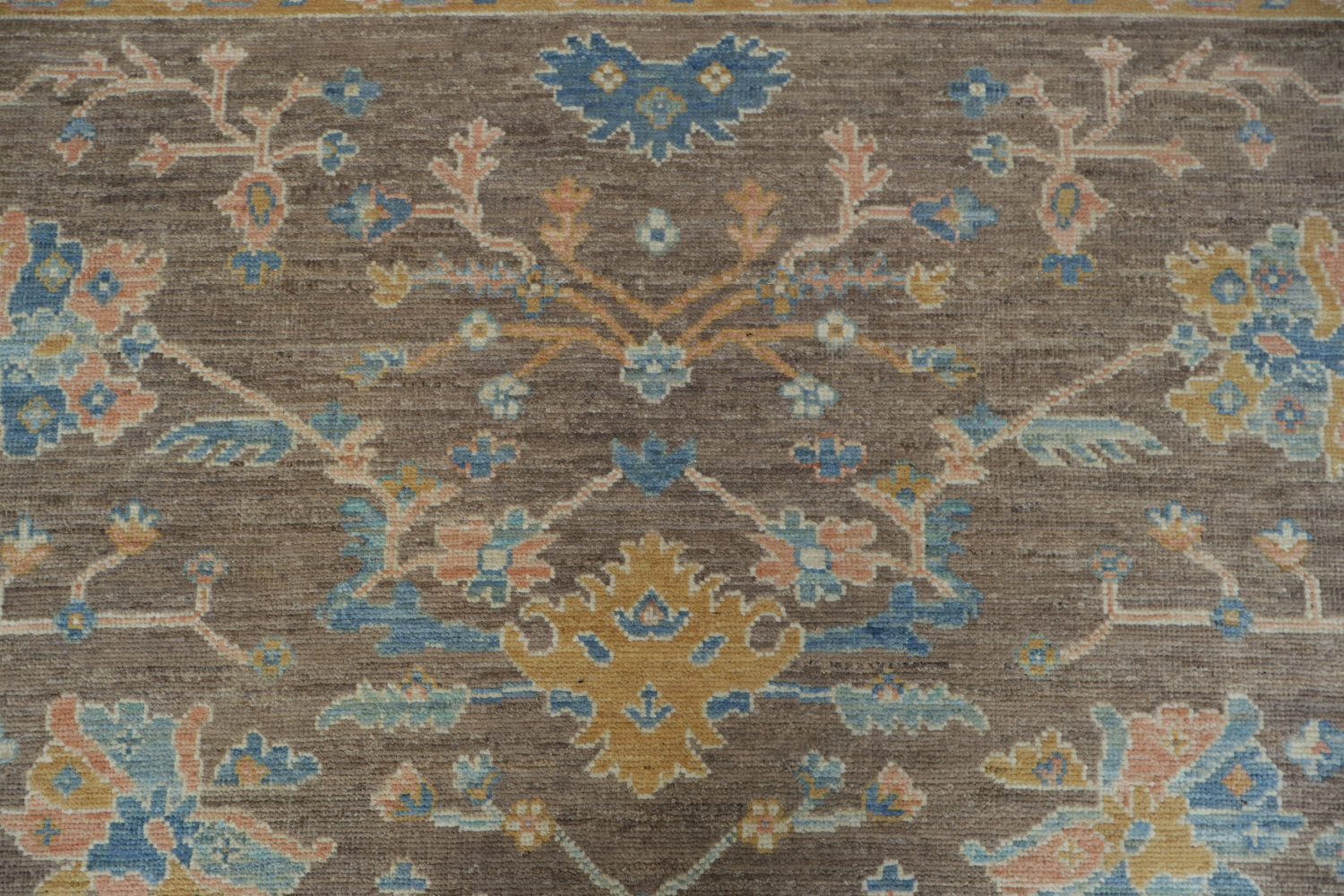 Vegetable Dye Brown Oushak Turkish Area Rug 9x12