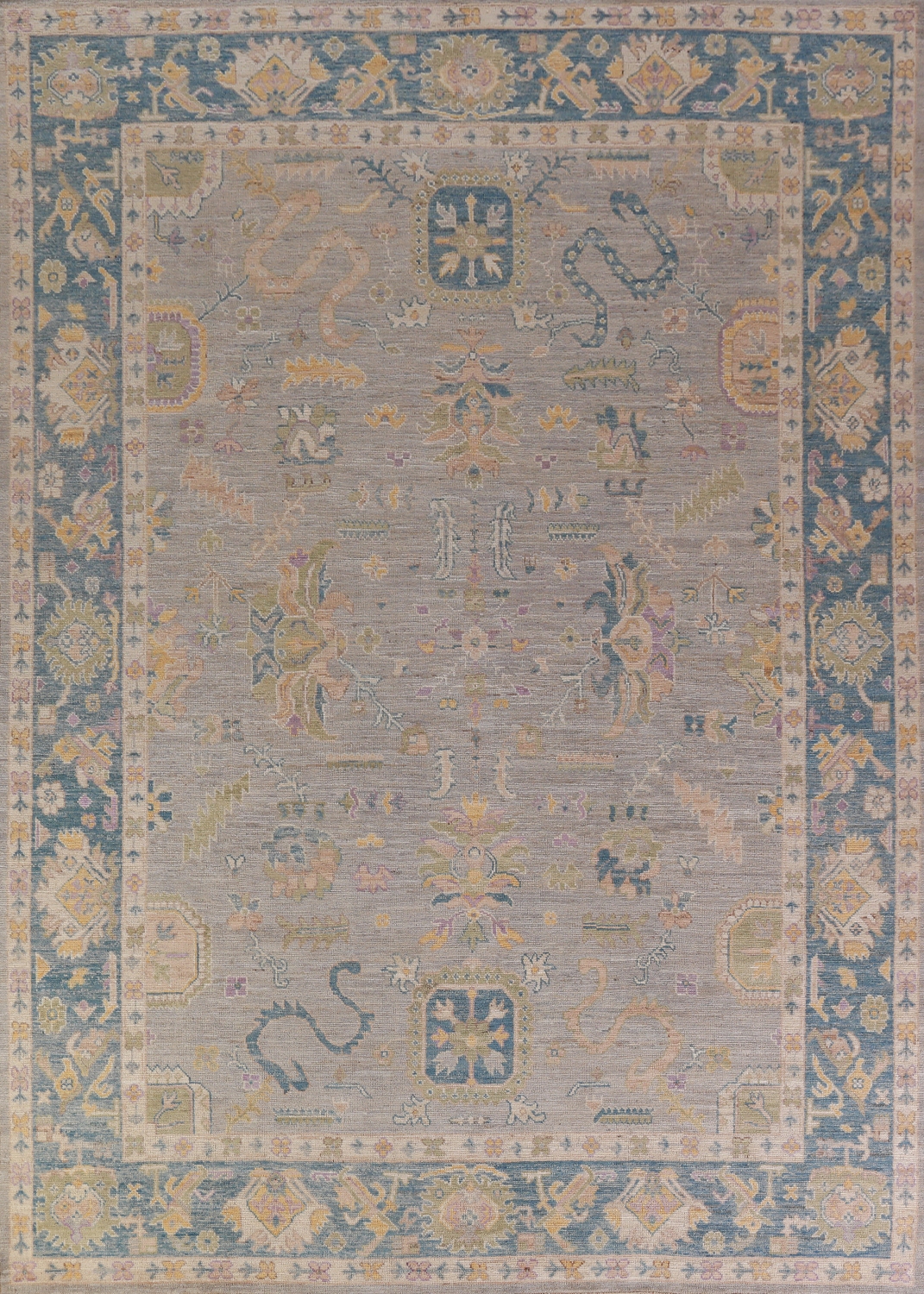 Vegetable Dye Oushak Turkish Area Rug 9x12