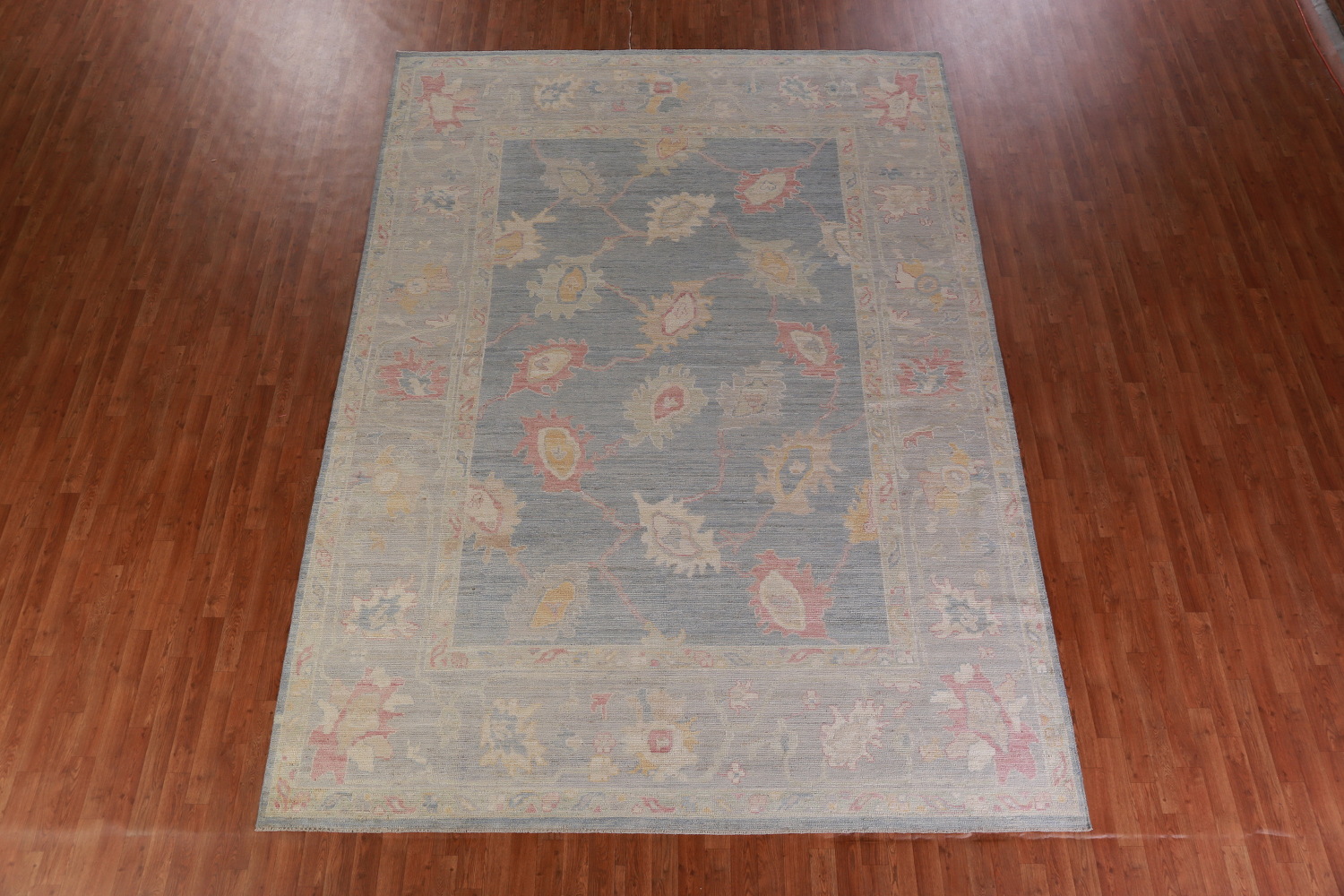 Vegetable Dye Blue Oushak Turkish Area Rug 9x12