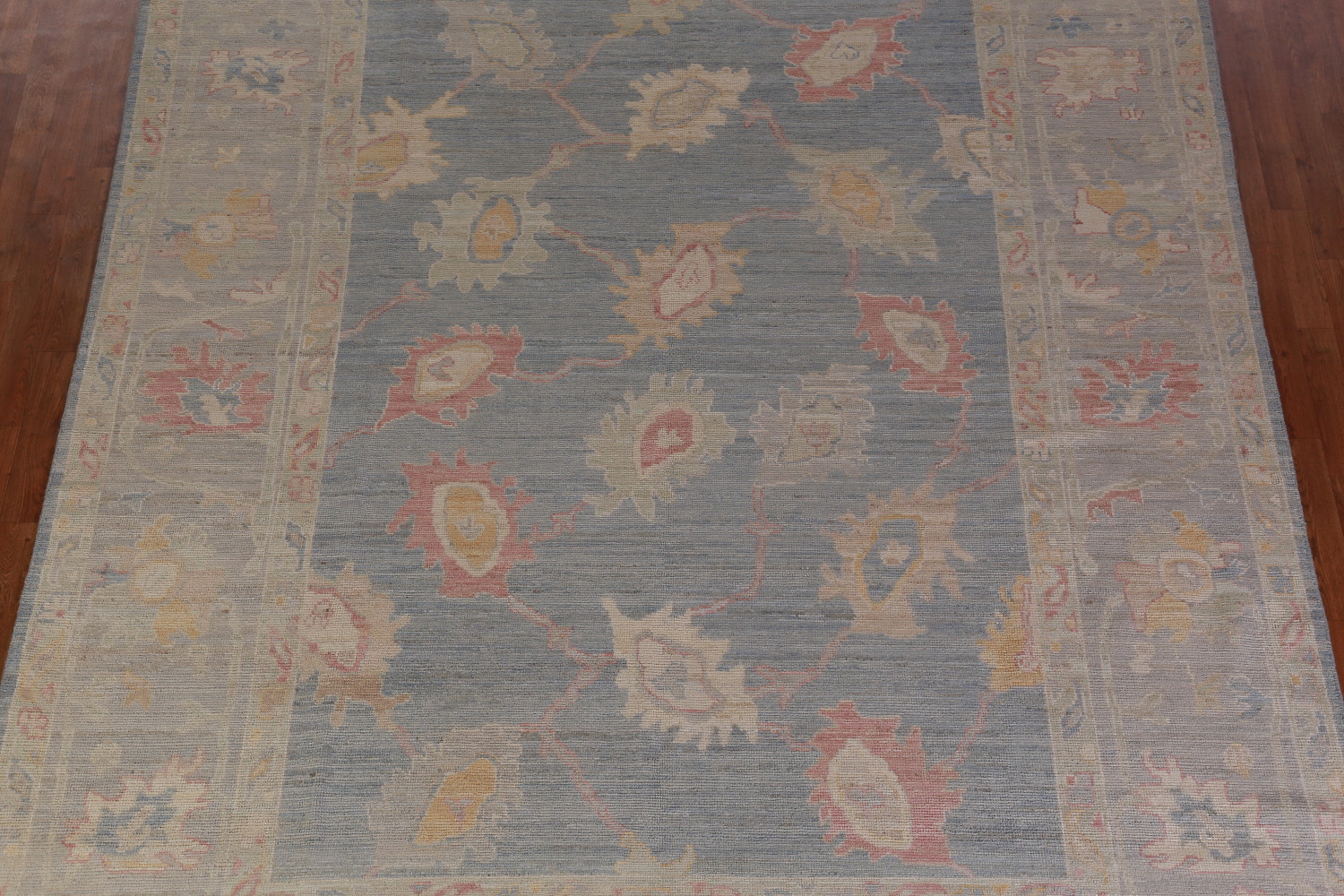 Vegetable Dye Blue Oushak Turkish Area Rug 9x12