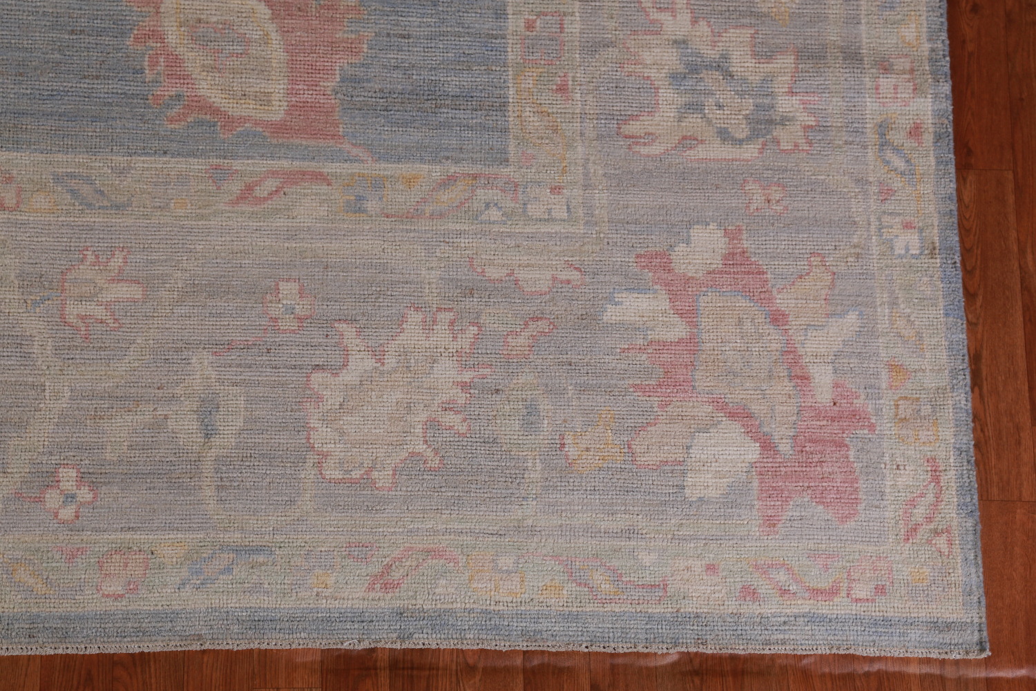 Vegetable Dye Blue Oushak Turkish Area Rug 9x12