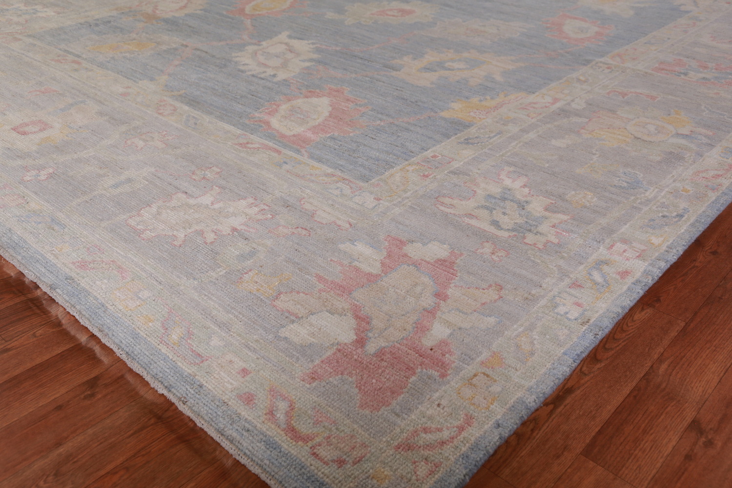 Vegetable Dye Blue Oushak Turkish Area Rug 9x12