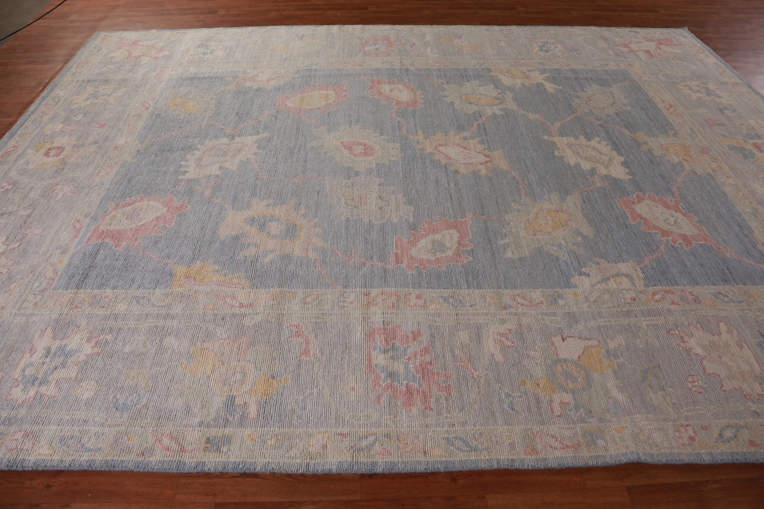 Vegetable Dye Blue Oushak Turkish Area Rug 9x12