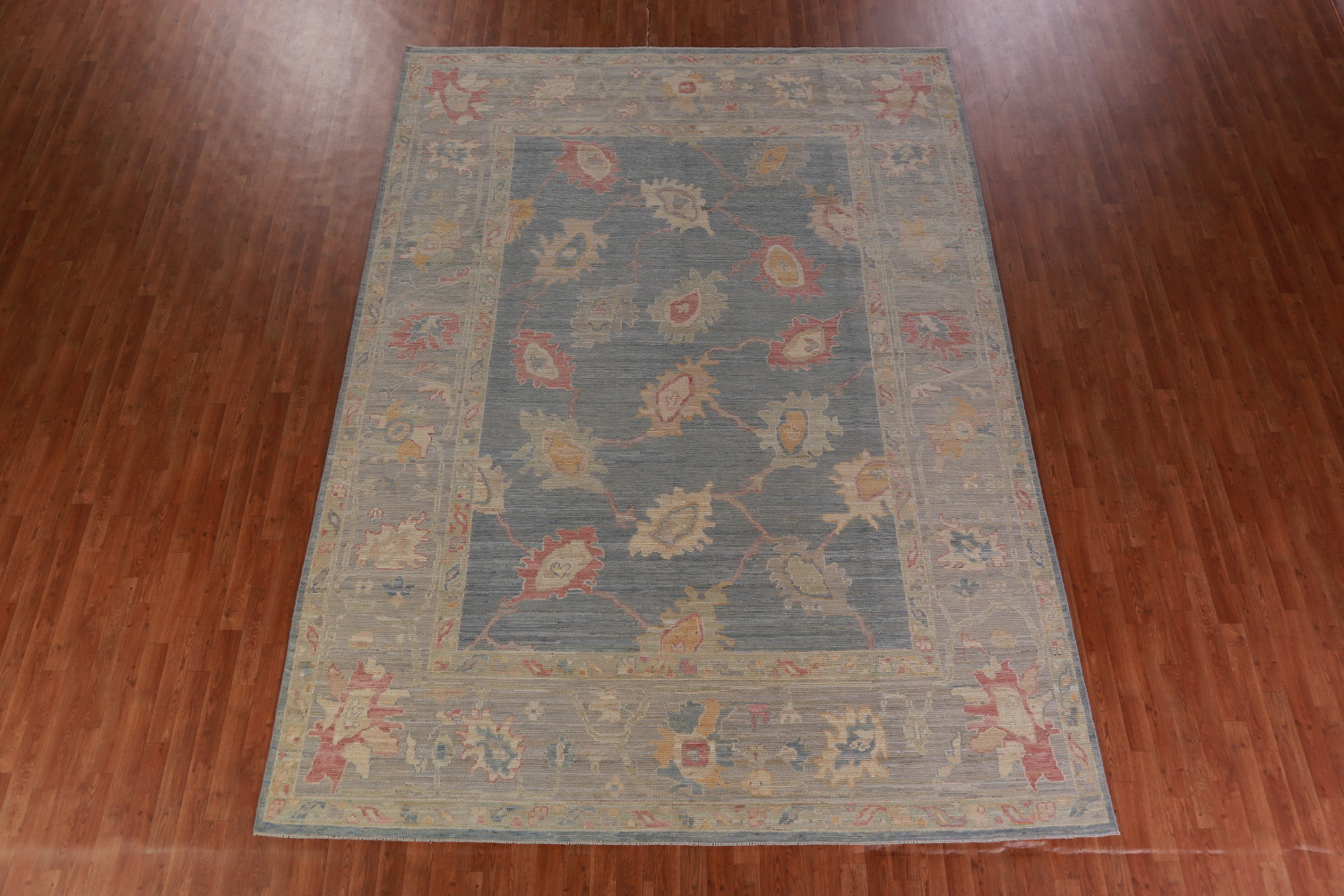Vegetable Dye Blue Oushak Turkish Area Rug 9x12