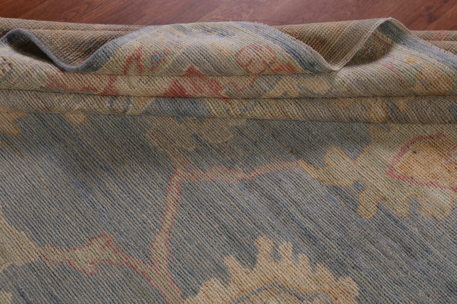 Vegetable Dye Blue Oushak Turkish Area Rug 9x12