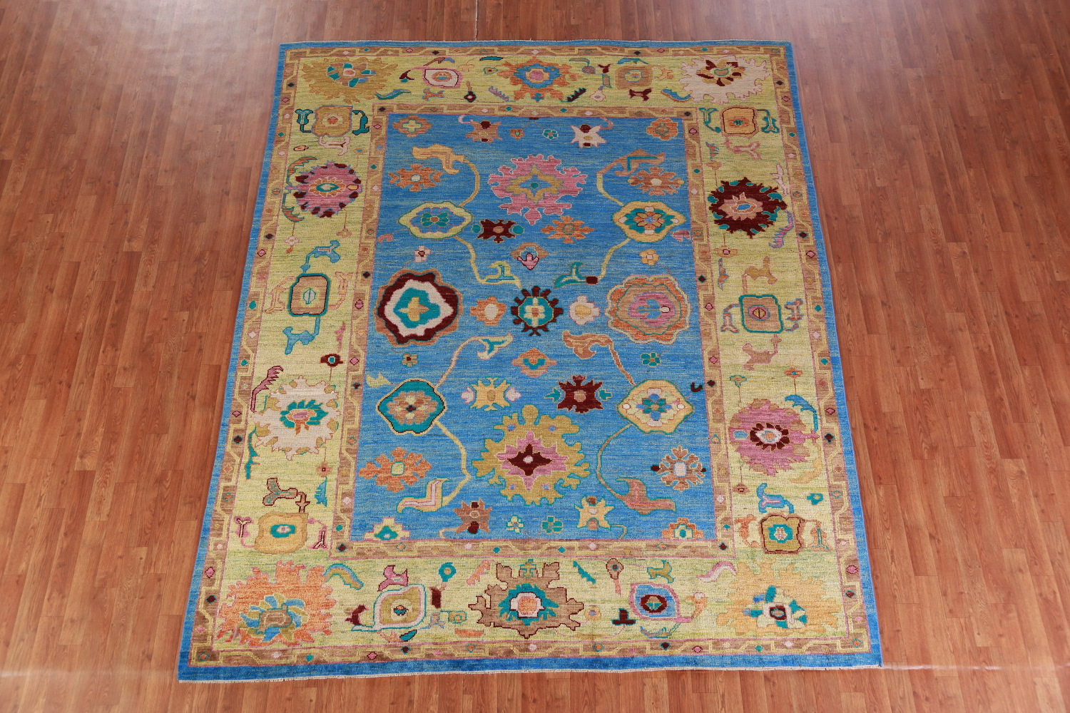 Vegetable Dye Blue Oushak Turkish Area Rug 8x10