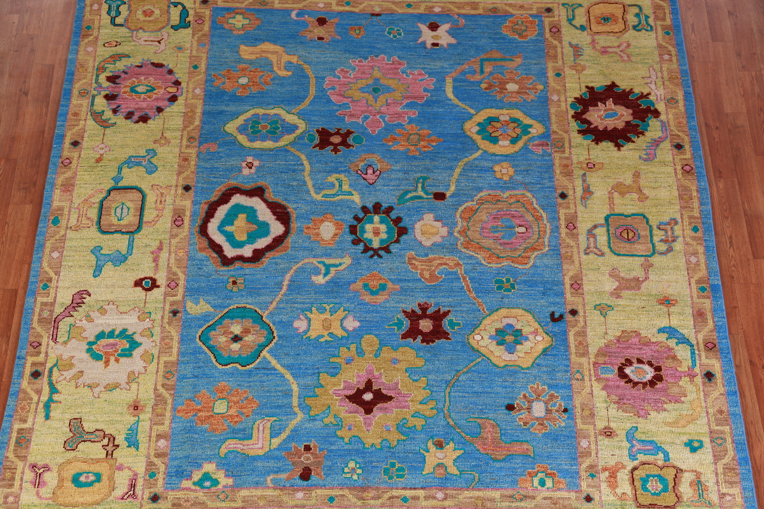 Vegetable Dye Blue Oushak Turkish Area Rug 8x10