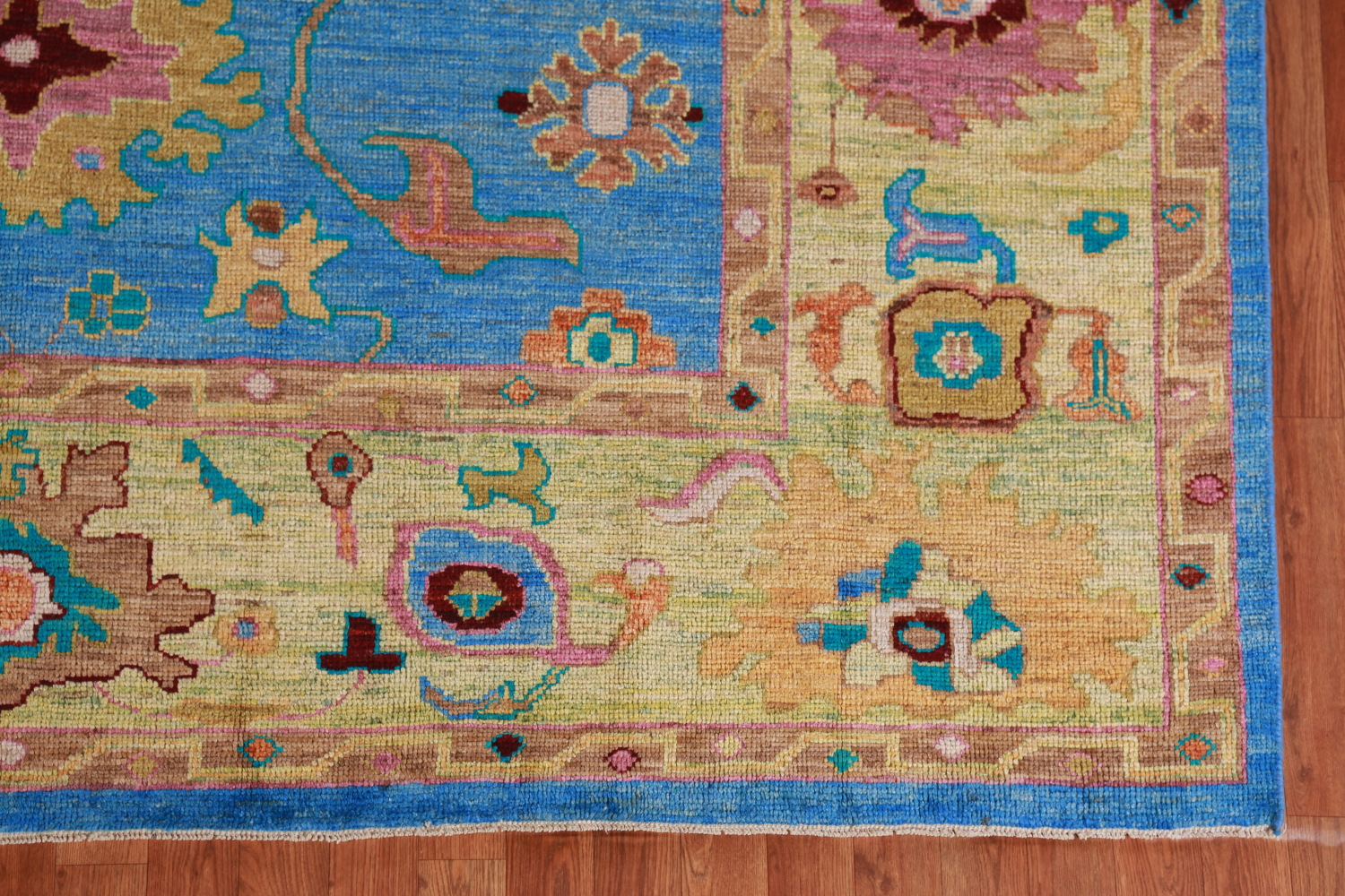 Vegetable Dye Blue Oushak Turkish Area Rug 8x10