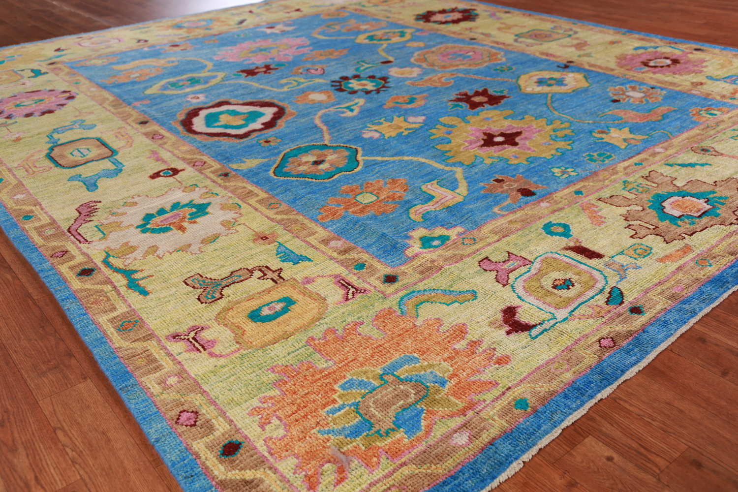 Vegetable Dye Blue Oushak Turkish Area Rug 8x10