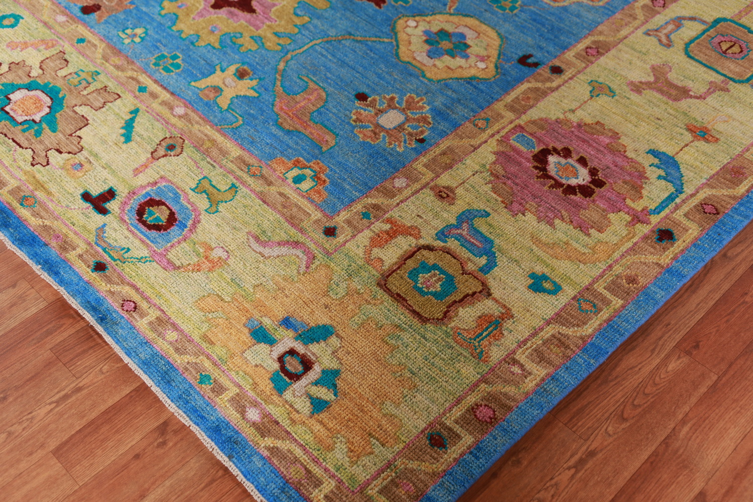 Vegetable Dye Blue Oushak Turkish Area Rug 8x10