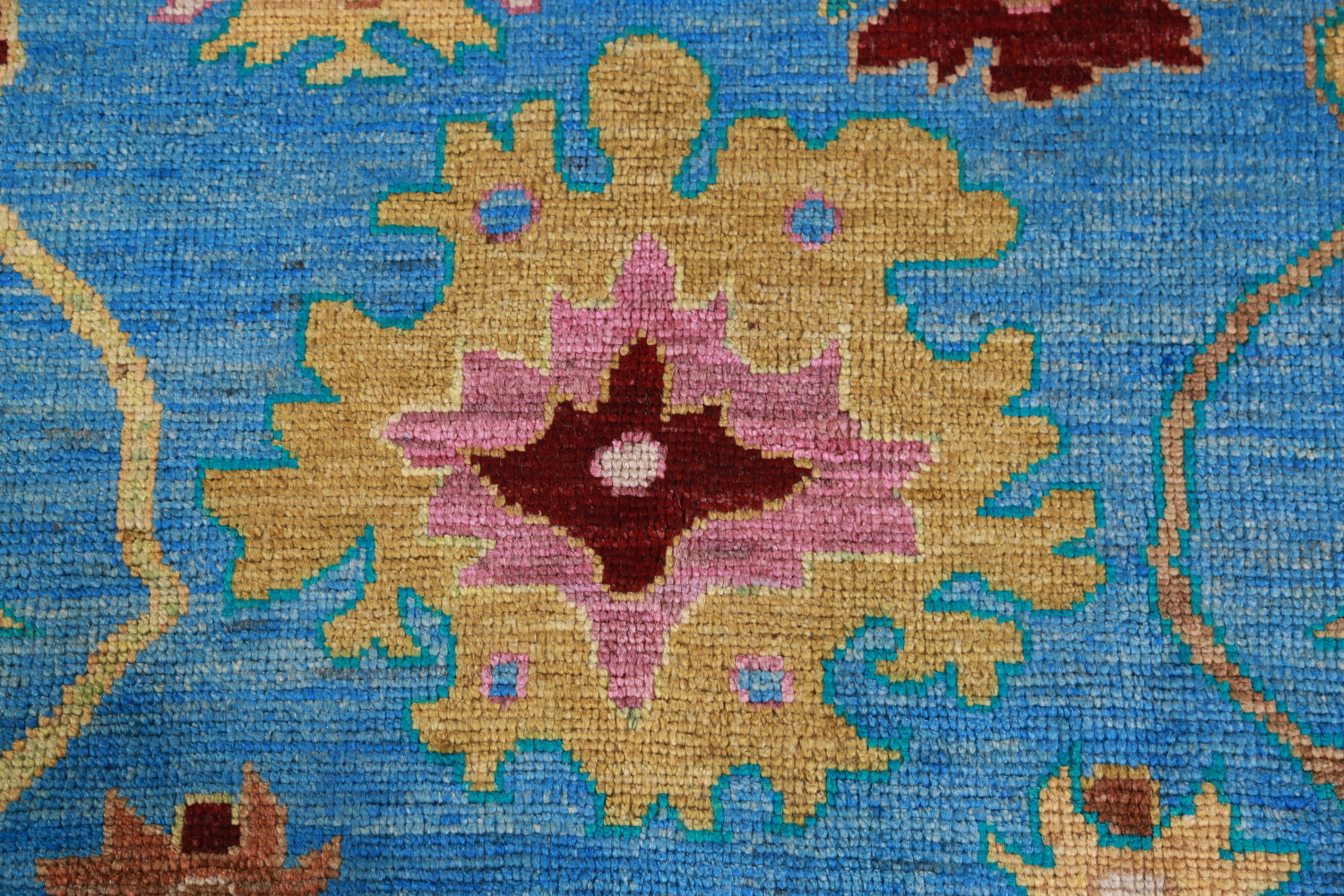 Vegetable Dye Blue Oushak Turkish Area Rug 8x10
