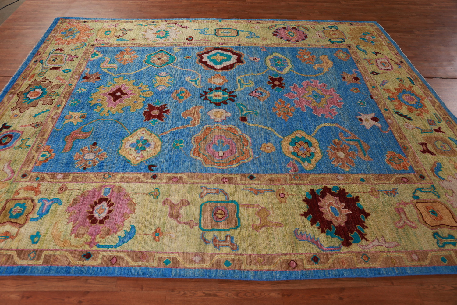 Vegetable Dye Blue Oushak Turkish Area Rug 8x10