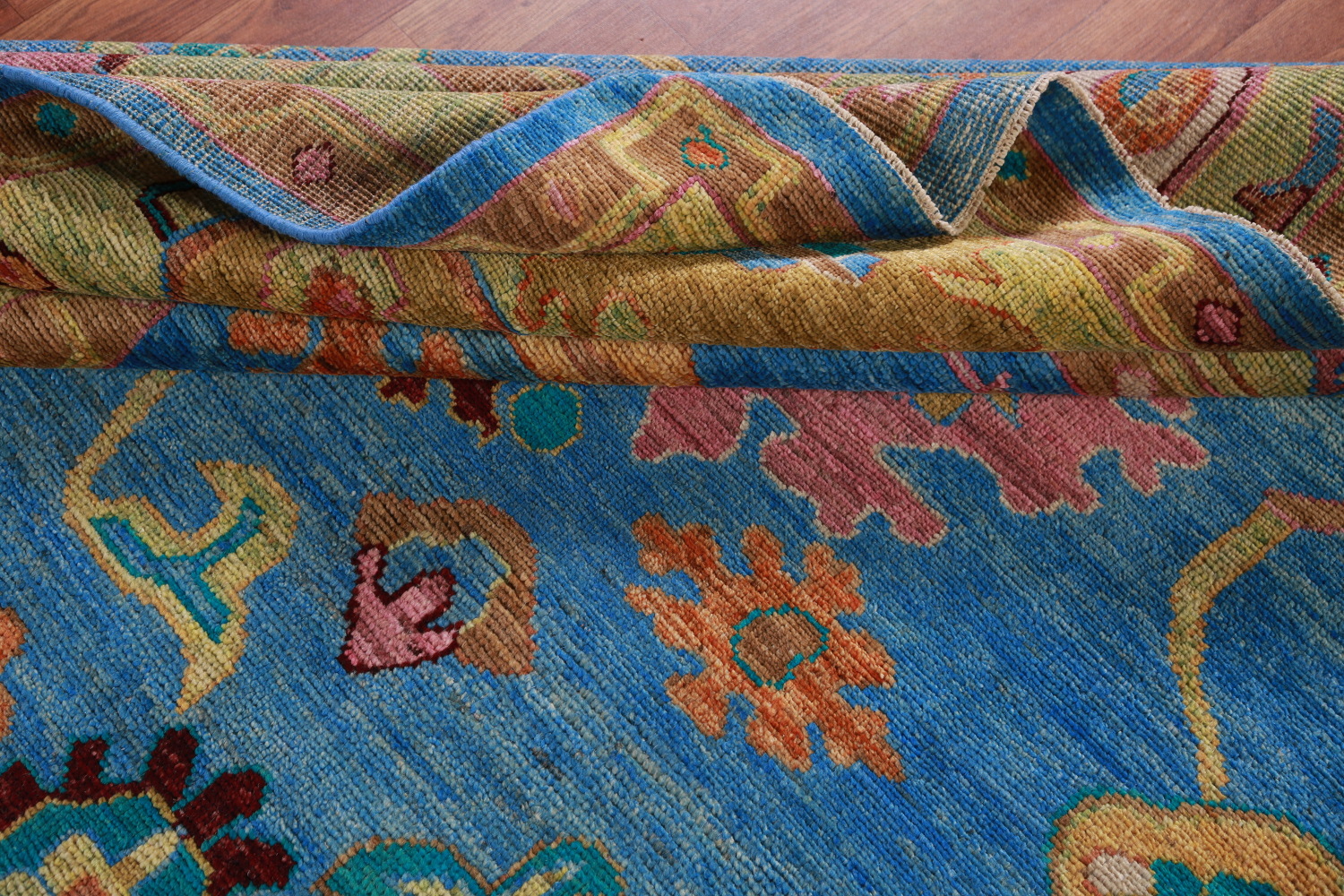Vegetable Dye Blue Oushak Turkish Area Rug 8x10