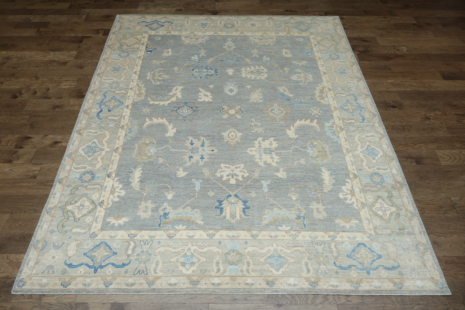 Vegetable Dye Gray Oushak Turkish Area Rug 9x12
