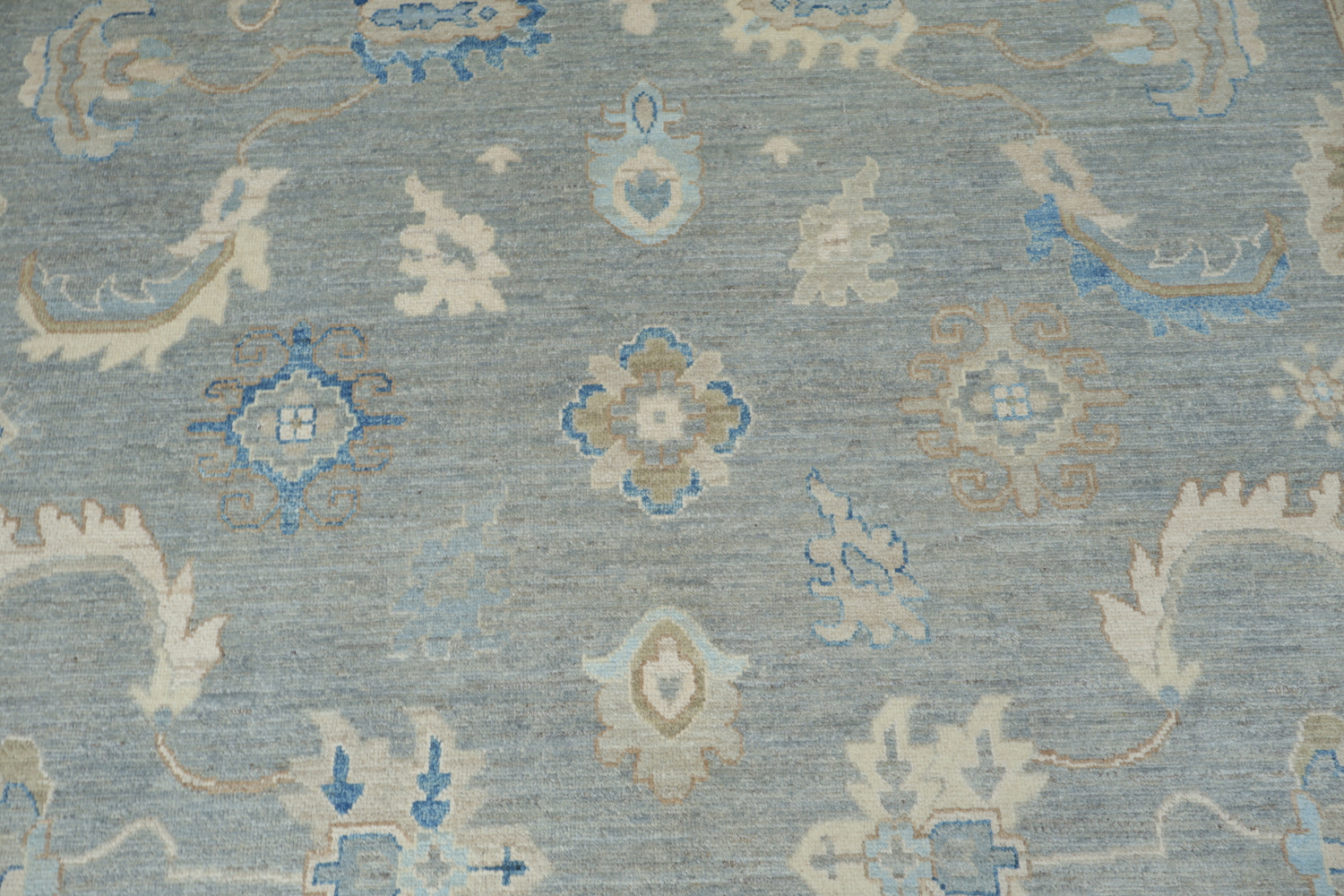 Vegetable Dye Gray Oushak Turkish Area Rug 9x12